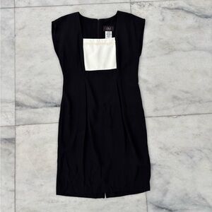Vintage JSJ Dress Fitted Sheath Black & White Chore Office Cottage Women 4P USA